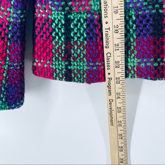 Neiman Marcus Vintage Wool Tweed Woven Purple, Pink & Green Blazer Jacket Size 8 - Picture 9 of 11